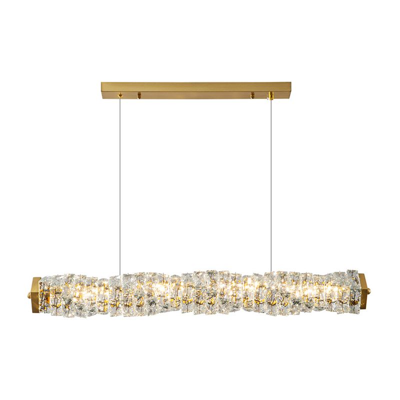 Single Modernism Golden Ceiling Light Crystal Kitchen Island Lighting