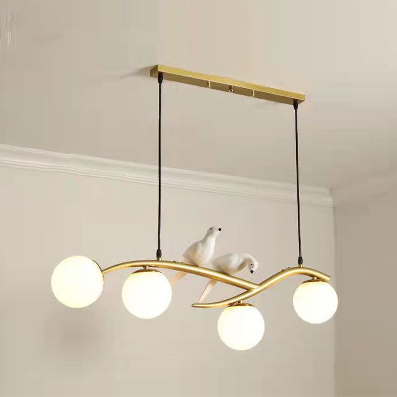 Industrial Kitchen Island Lighting Black/Golden Glass Shaded Ceiling Light for Foyer