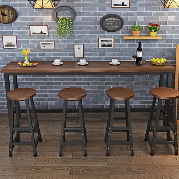 Modern Solid Wood Bar Dining Table Rectangle Bar Table in Brown