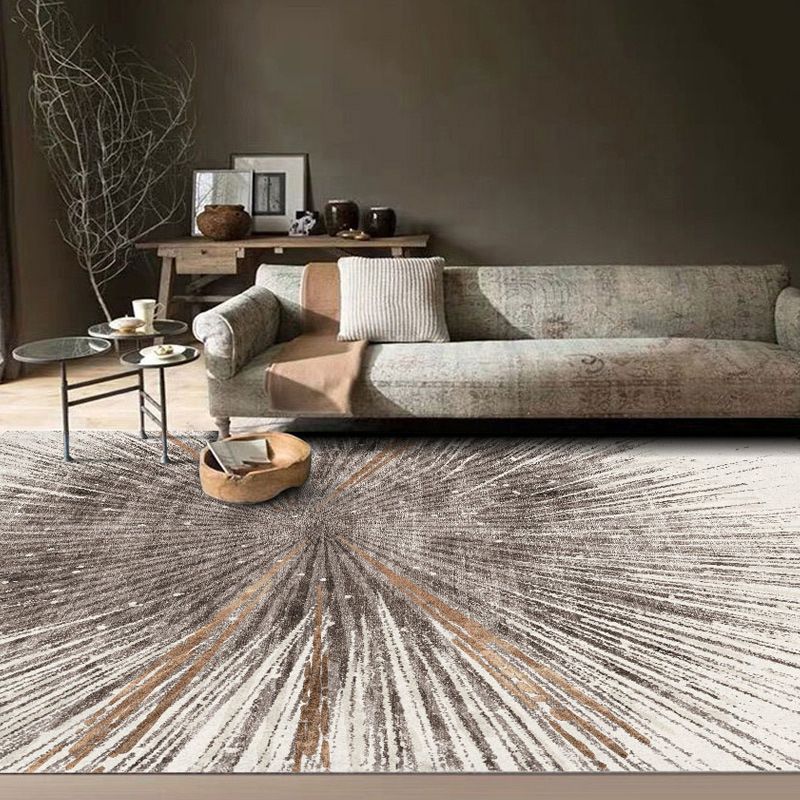 Brown Modern Rug Polyester Graphic Indoor Rug Stain Resistant Rug for Living Room