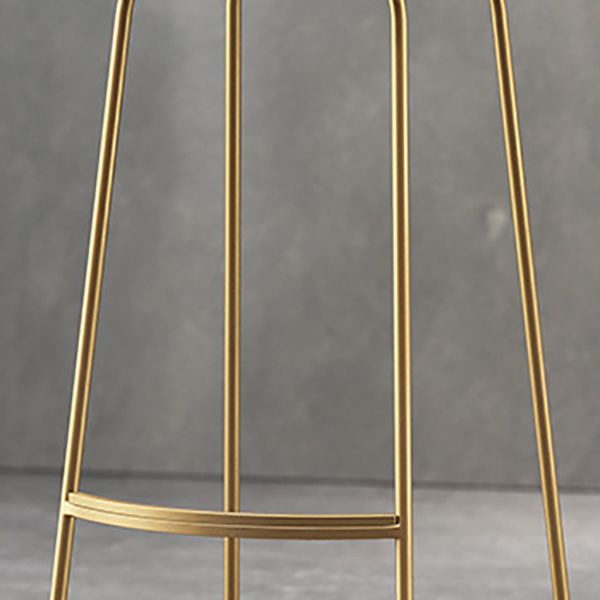 Glam Armless Backless Counter Stool Iron Bar Stool with Leather Cushion and Footrest