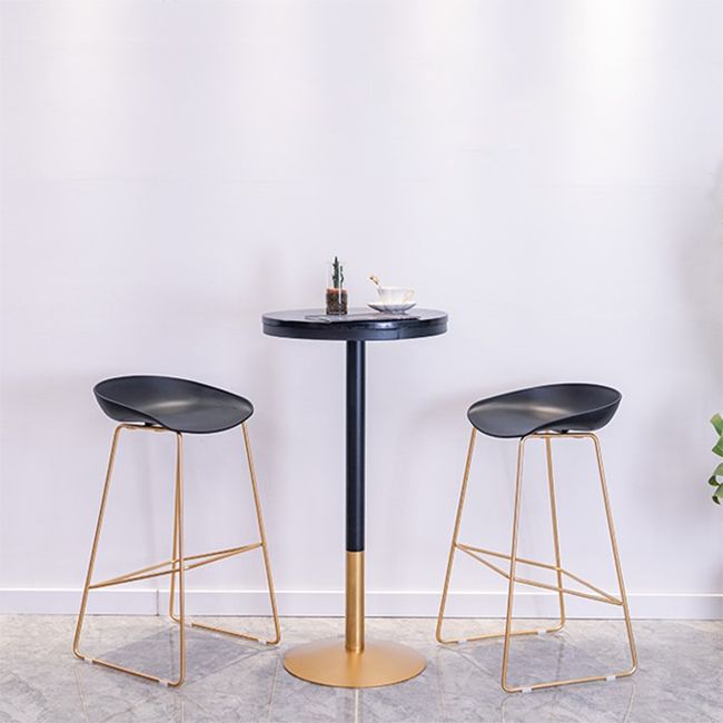 1/3/4 Pieces Glam Iron Bar Table Set Round Bistro Set with Black Faux Marble Top