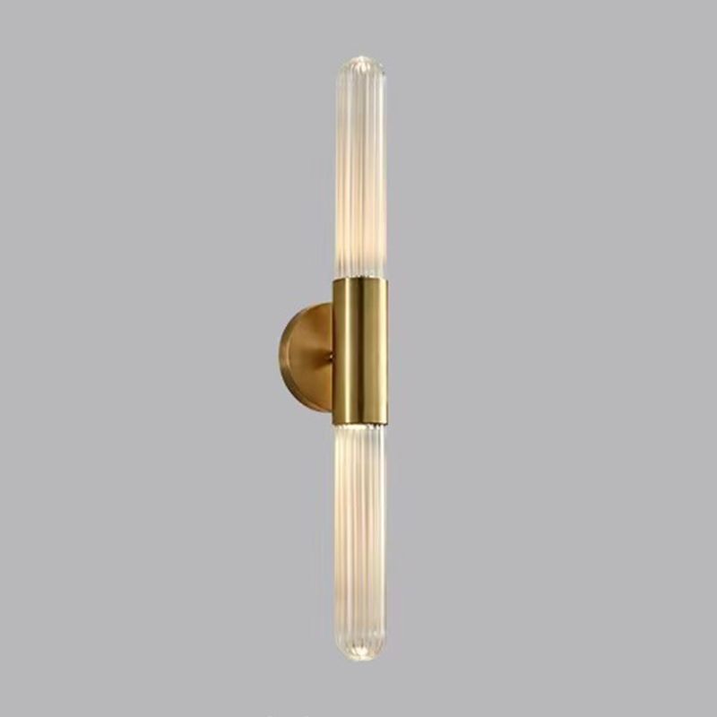 2-Light Golden Wall Mounted Sconce LED Glass Wall Light for Living Room