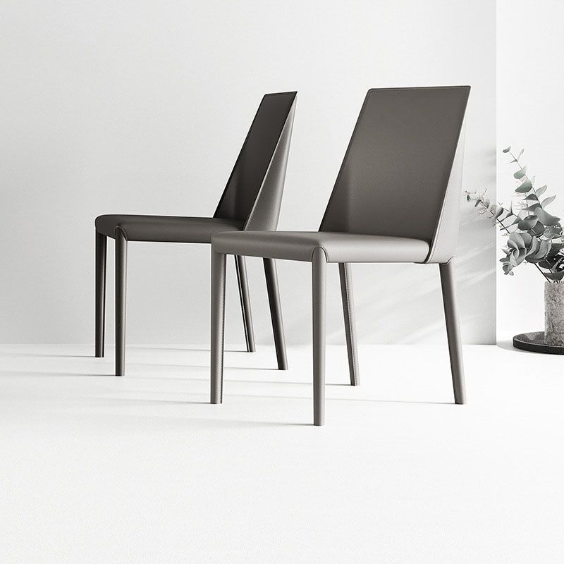 Chaises latérales de salle à manger industrielle en cuir en métal chaise arrière solide (ensemble de 2)