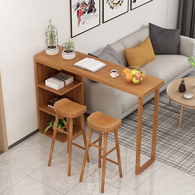 Brown Bar Stool and Table Set 1/3 Pieces Solid Wood Pub Dining Set