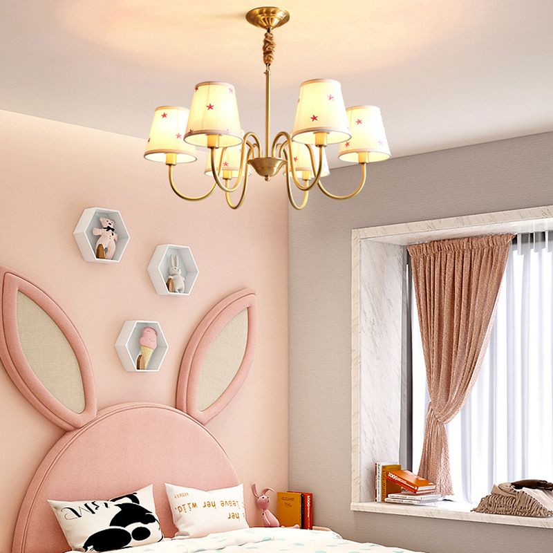 Multi-Head Chandelier Lighting Fixtures American Style Barrel Suspension Light with Fabric Shade