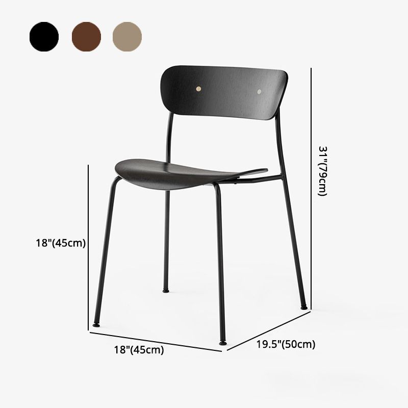 Magasin de thé au lait moderne, chaise latérale à dossier ouvert, chaise de salle à manger en bois avec pieds noirs