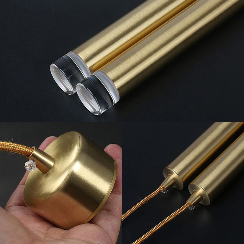 Gold Finish Tubular Spotlight Minimalist LED Metal Pendant Light for Open Kitchen