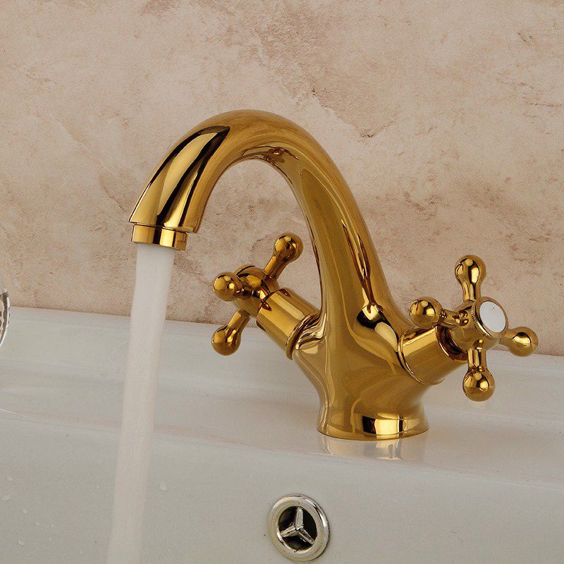 Industrial Wide Spread Bathroom 2 Faucet Cross Handles Lavatory Faucet