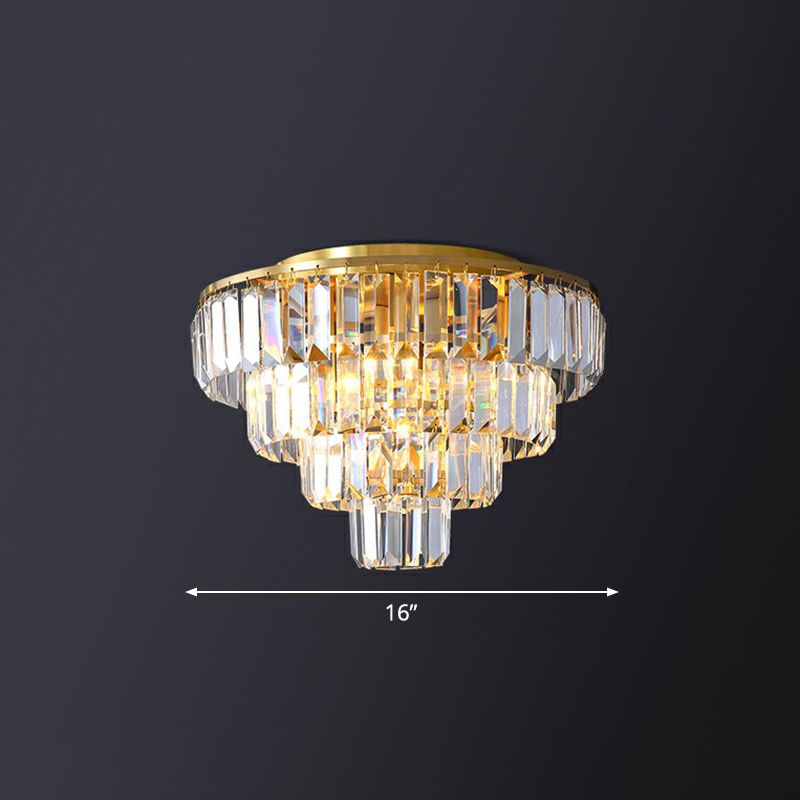 Crystal Tiered Tapered Ceiling Flush Light Postmodern Clear Flush Mount Halterung für Schlafzimmer