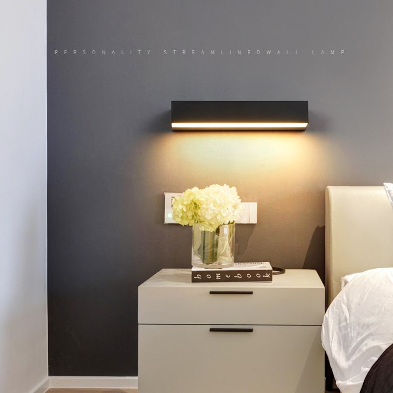 Modern Minimalist Style Rectangle Flush Mount Wall Sconce Aluminum 1 Light Wall Mount Light Fixture for Bedroom