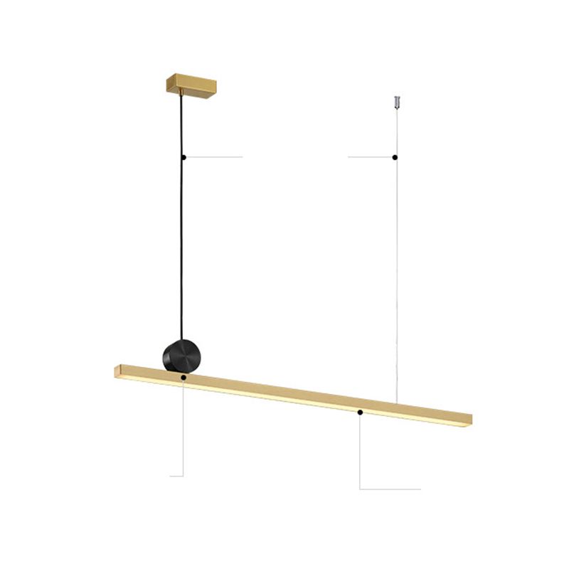 Simplicidad de latón Línea recta Led Island Light Nordic Style Cocina Bar de iluminación de iluminación en luz cálida