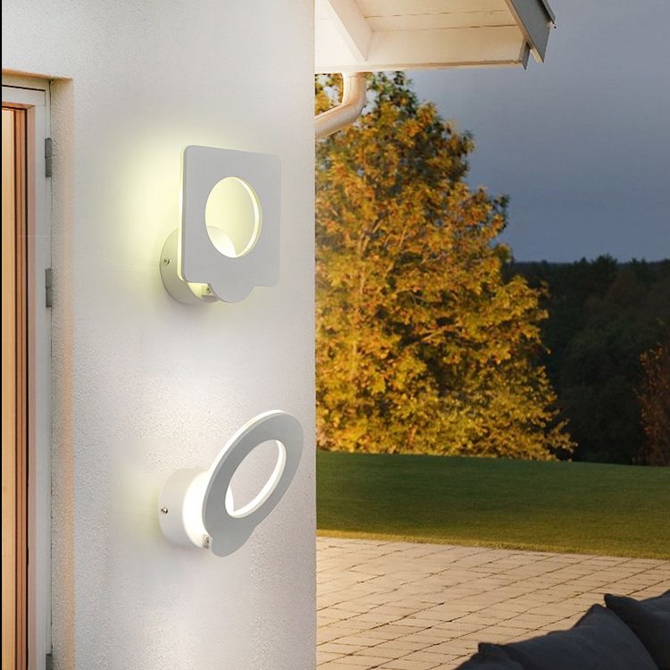 Iluminación de pared círculo/forma cuadrada minimalismo lámpara de pared blanca de aluminio LED en iluminación cálida/natural