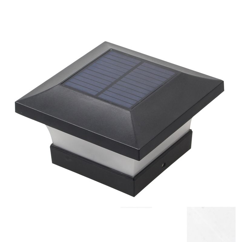 Black Square Pillar Lamp Outdoor Waterproof Solar Lights for Garden