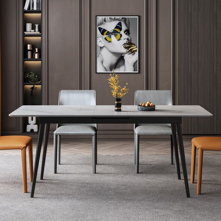 Rectangle Extendable Dining Table Modern Stone Top Dining Table
