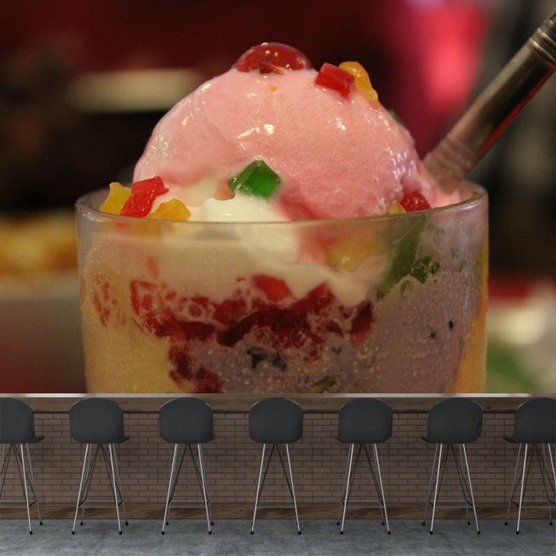 Customized Modern Ice Cream Mural Wallpaper Commerce Shop Water Resistant