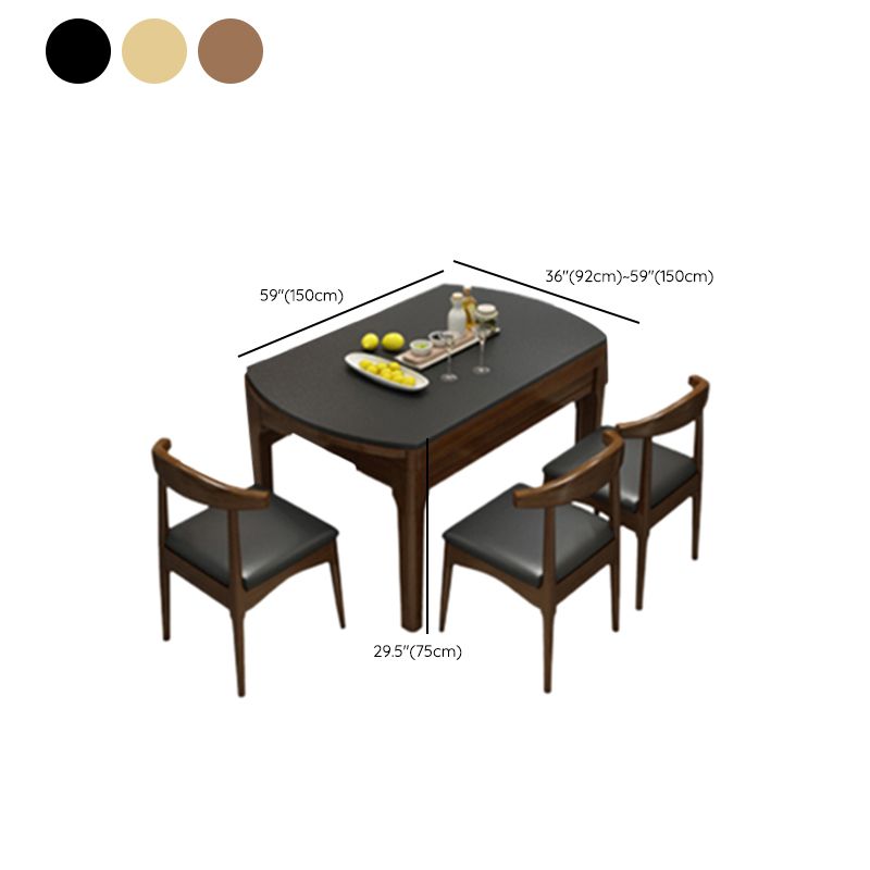 Stone Drop-Leaf Table Contemporary Style Dining Site Table with 4 Legs