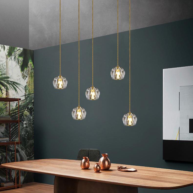 Kopergoudhangende lamp in moderne artistieke stijl kristallen geometrische hanglamp voor eetkamer