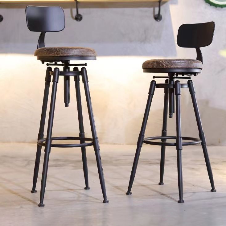 Modern Armless Rotatable Counter Stool Iron Cafe Bar Stool with Seat and Pedal