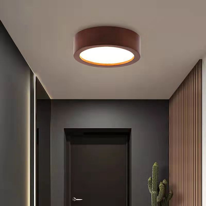 Wood Round Flush Mount Lights Contemporary Style 1 Light Flush Mount Ceiling Lights