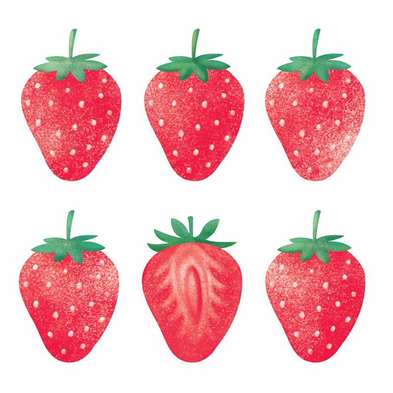 Modern Strawberries Mural Decal Red Waterproofing Wall Covering for Girls Bedroom