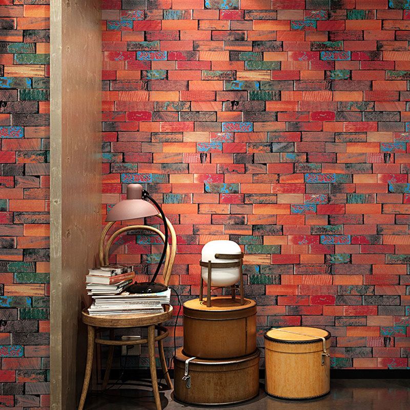 Decorative Brick PVC Wallpaper in Rusty Red Non-Pasted