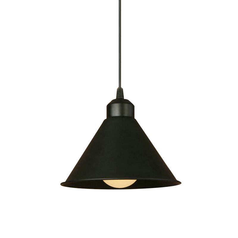 1 Leichte Kegelanhängerlampe Einfacher Stil Schwarz/Weiß -Metall Deckenhänge Licht mit einstellbarem Kabel