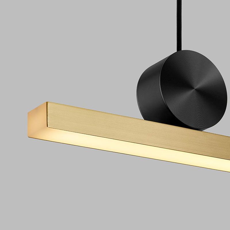 Simplicidad de latón Línea recta Led Island Light Nordic Style Cocina Bar de iluminación de iluminación en luz cálida