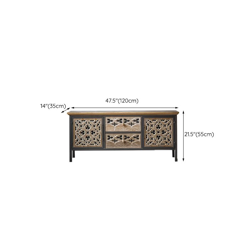 Industrial Accent Cabinet Metal and Wood Chest in Distressed Finish