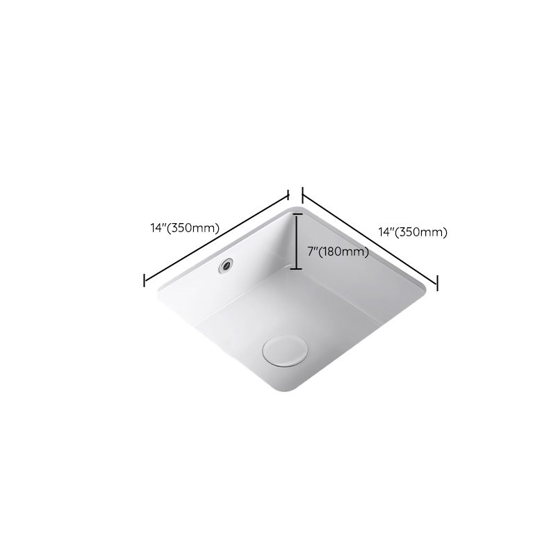 Modern Undermount Bathroom Sink Square Porcelain with Drain Assembly Vessel