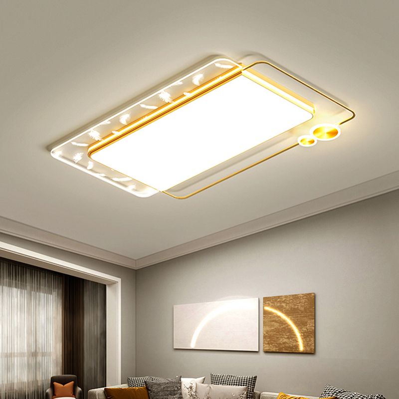 Geometric Feather LED Flush Mount in Modern Creative Style Iron Ceiling Light with Acrylic Shade