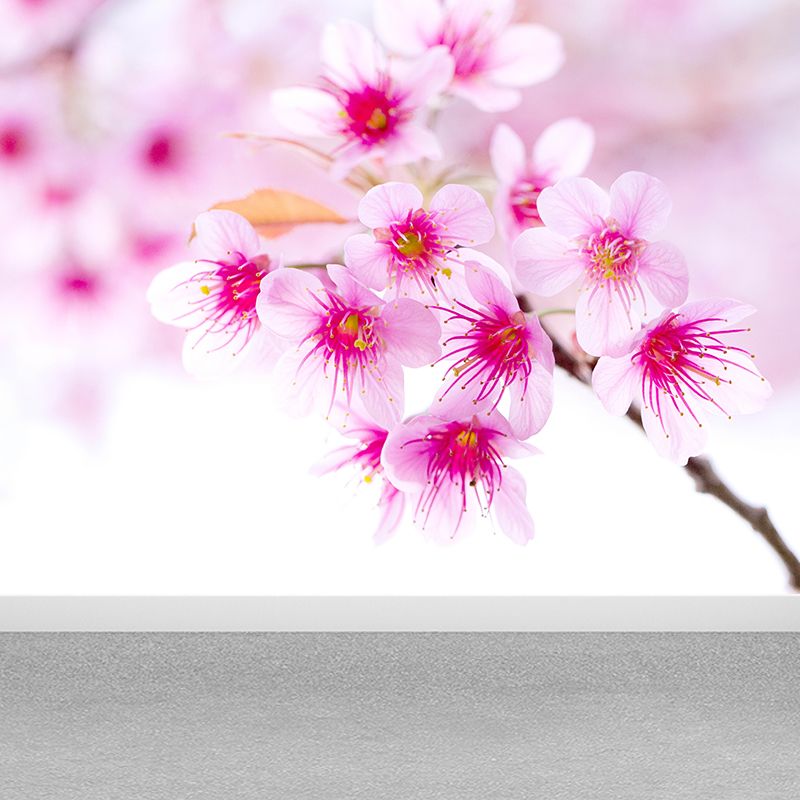 Pink Contemporary Wall Mural Extra Large Flower Print Wall Covering for Interior Wall