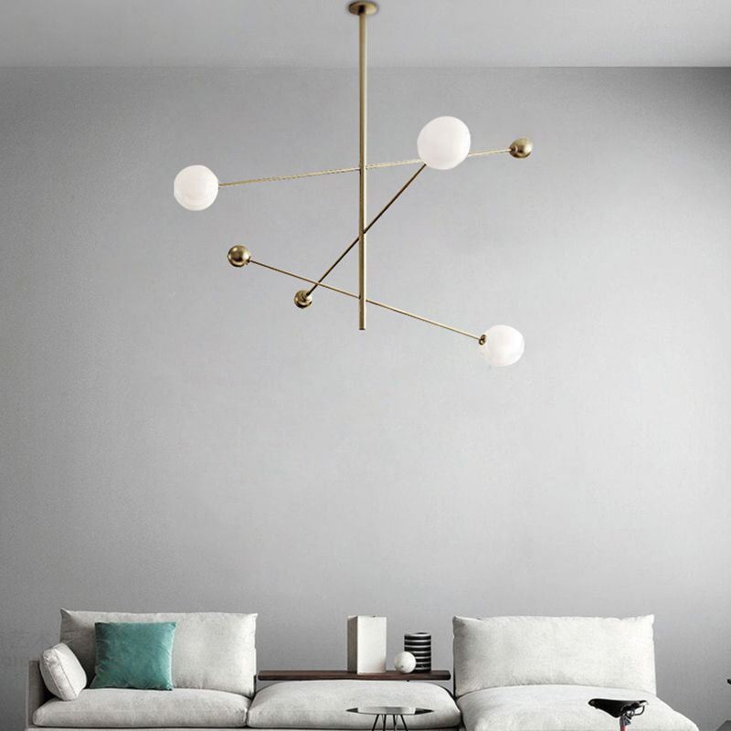 Metal Chandelier Modern 3 Lights Chandelier Lamp in Gold for Restaurant