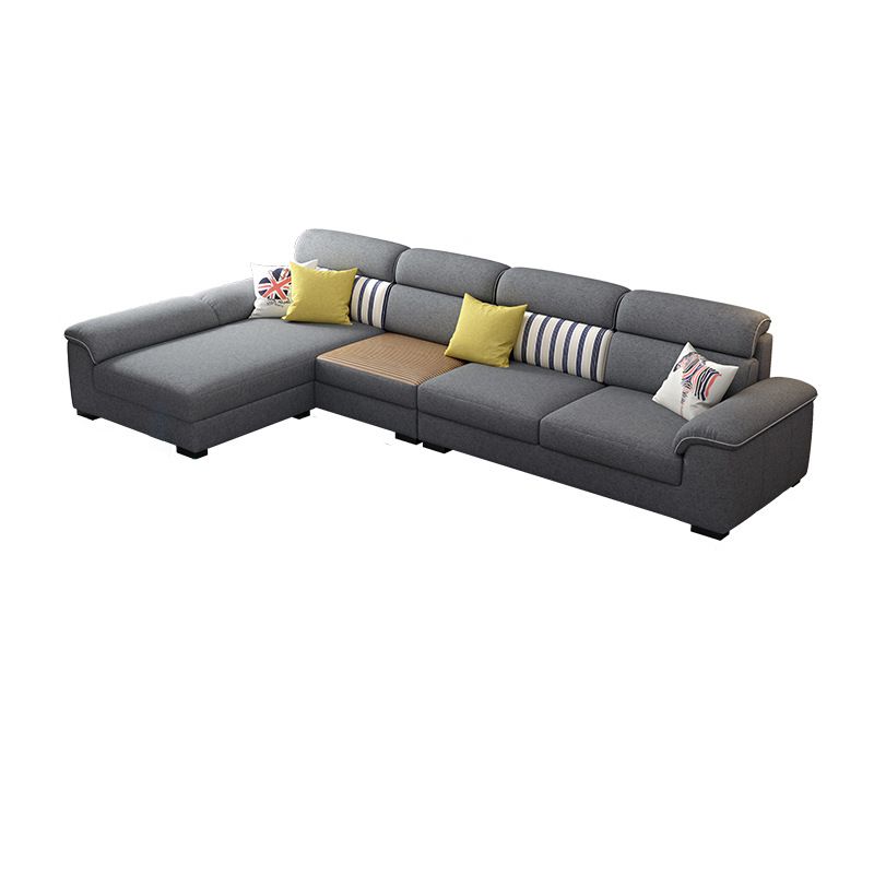 Grey Contemporary Stain-Resistant Living Room L-Shape Right Hand Facing Sofa