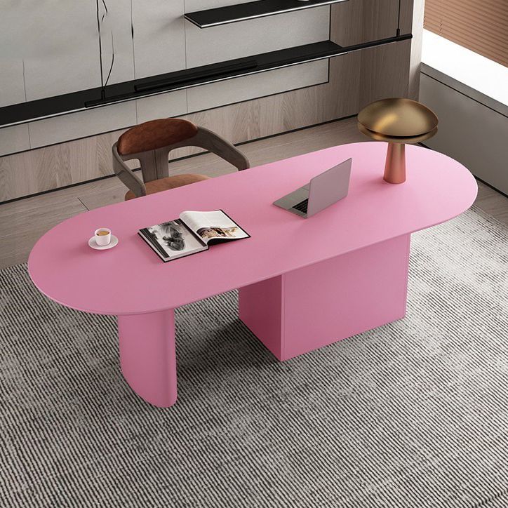 Minimalism Wood Oval Dining Table Wood Base Dining Table with Cabinet