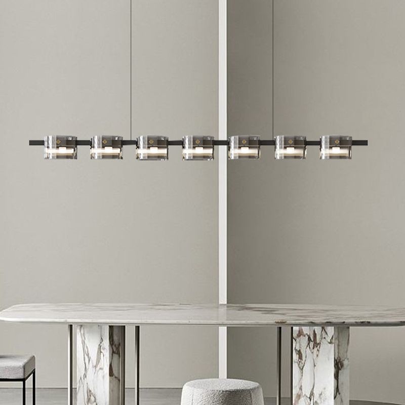 Simple Hanging Island Light Glass LED Hanging Lighting Fixture for Dining Room