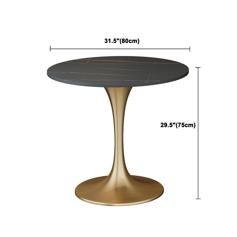 Glam Black Sintered Stone Dining Table Set Round 1/2/3/4/5 Pieces Dining Set