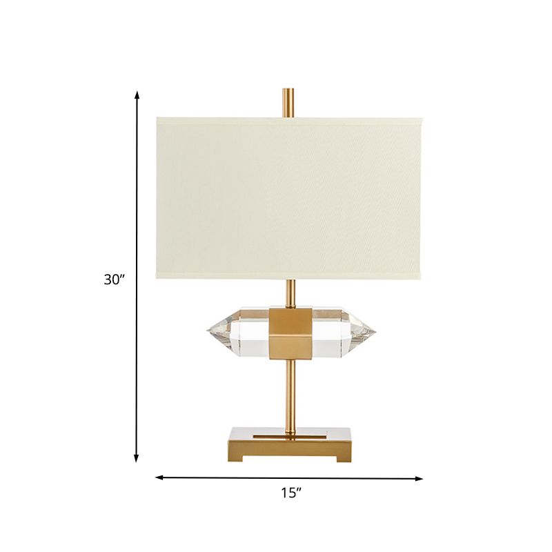 Lámpara de mesa de noche rectangular dorada, contemporánea, con 1 bombilla y pantalla de tela
