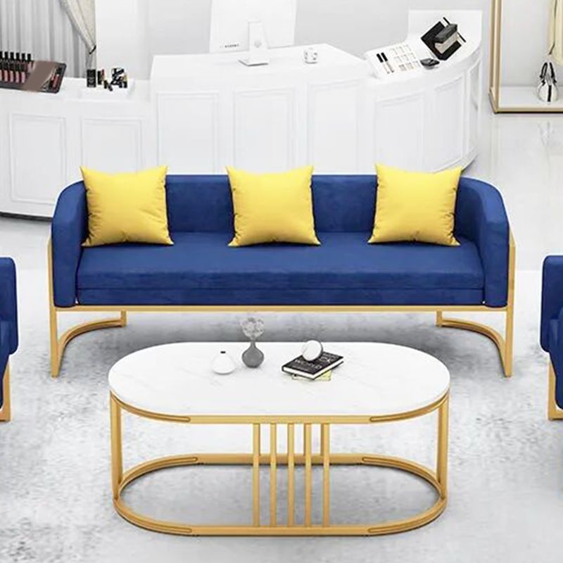Scandinavian Solid Color Velvet Pillow Back Sofa with Tuxedo Arm
