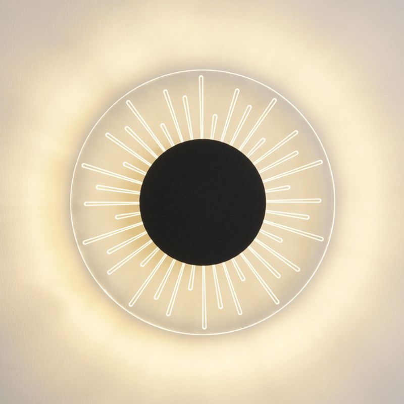 1 Light Round Wall Mounted Lamps Modern Style Metal Wall Sconces