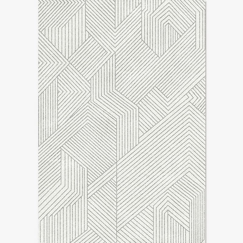 Grey Living Room Area Carpet Stripe Pattern Polyester Area Rug Modern Stain Resistant Rug