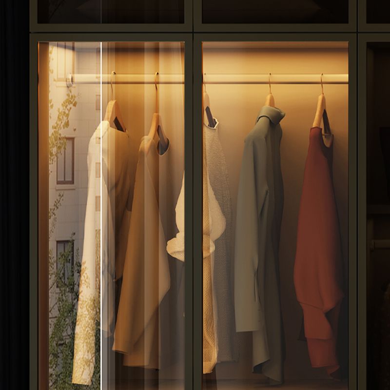 Modern Style Glass Wardrobe Bedroom Wardrobe Closet with Drawer