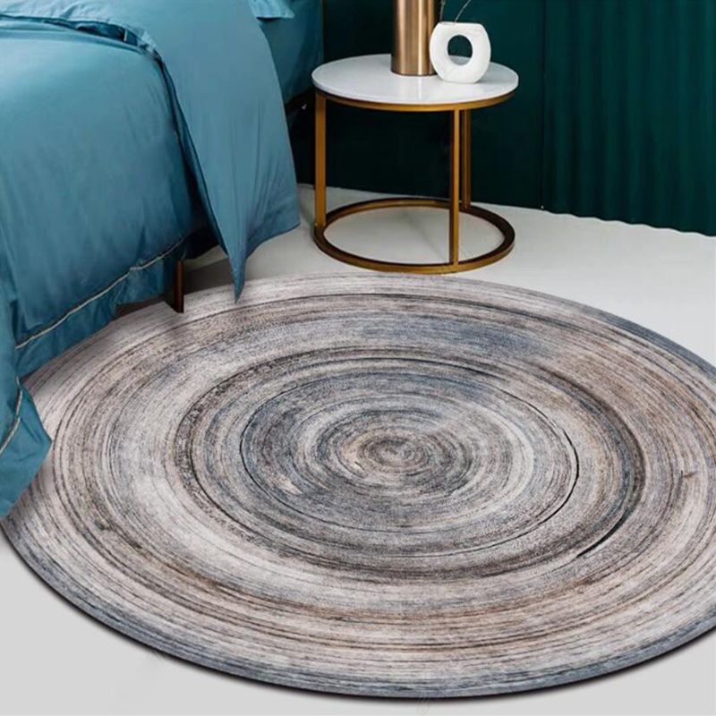 Casual Modern Rug in Grey Abstract Wood Grain Pattern Rug Polyester Machine Washable Carpet for Home Decoration
