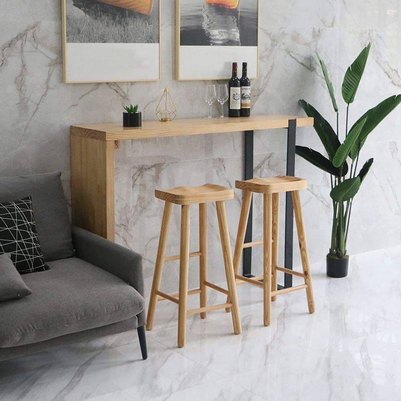 Modern Wood Bar Table with Rectangle Table Top Double Pedestal Table - 15.8'' Square