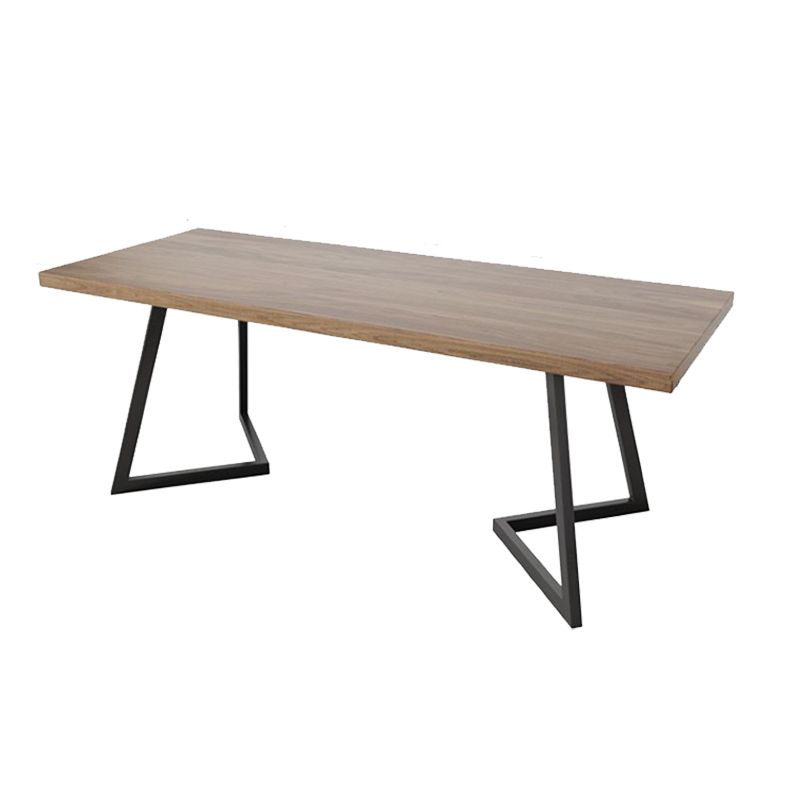 Industrial Double Pedestal Table Metal Frame Rectangle Dining Table
