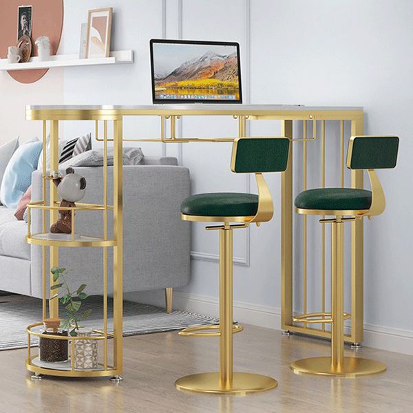 Modern Stone Top Bar Table Set 1/2/3 Pcs Free Form Bar Table and Adjustable Height Stools