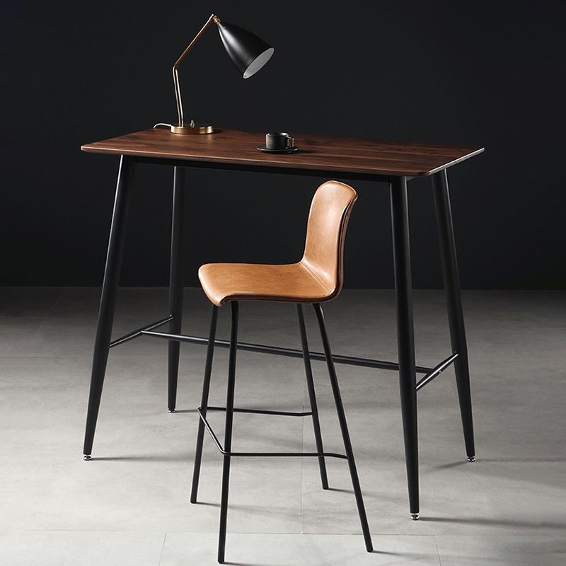 Industrial Indoor Bucket Counter Bar Stool Footrest Faux Leather Bar Stool