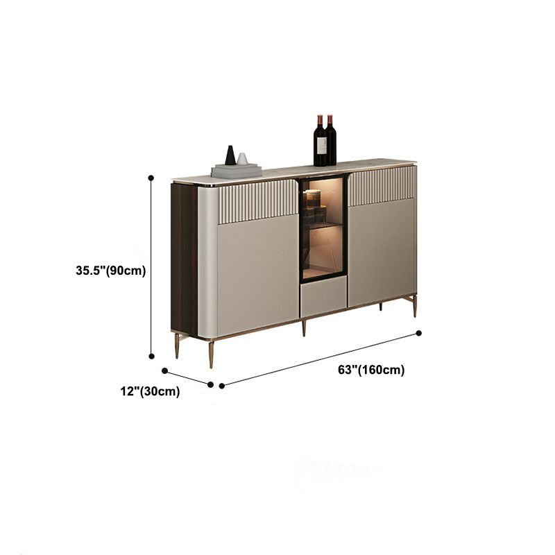 Glam Style Buffet Sideboard White Sintered Stone Top Server with Door and Drawer