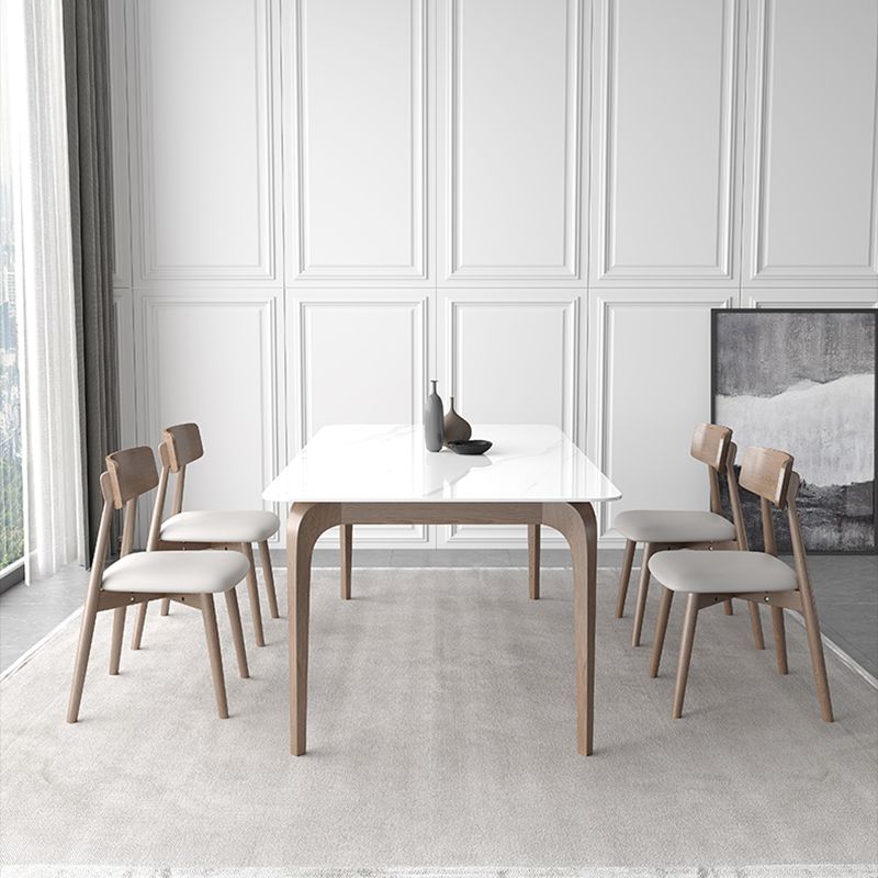 Middeleeuwse moderne gesinterde stenen tafel voor restaurant rechthoektafel met houten 4 poten