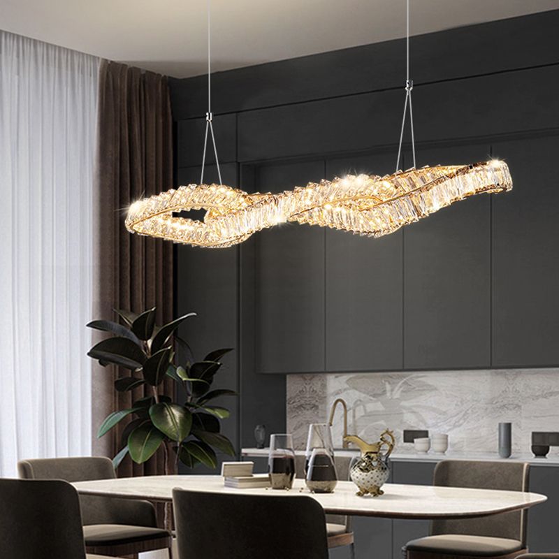 Nordic Style Crystal Hanging Lamp Geometry Shape Island Light Fixture for Bedroom